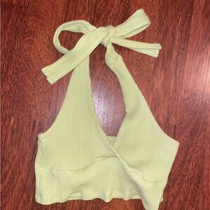 Halter Neck Ribbed Top in Light green